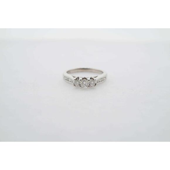 14k White Gold Estate Sale Diamond Wedding Band Ring Size 7 0.49 TCW